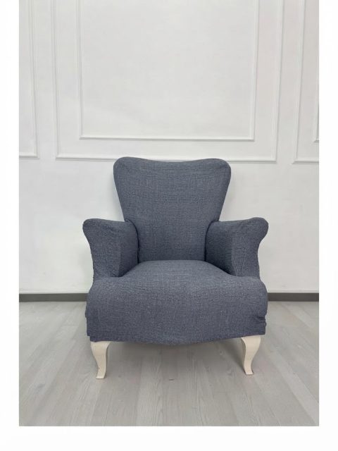 Döşemelik Kumaş Düz Keten Lastikli Kayma Yapmayan Tek Kişilik Berjer Koltuk Örtüsü 1+1