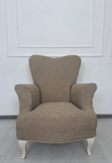 Döşemelik Kumaş Düz Keten Lastikli Kayma Yapmayan Tek Kişilik Berjer Koltuk Örtüsü 1+1