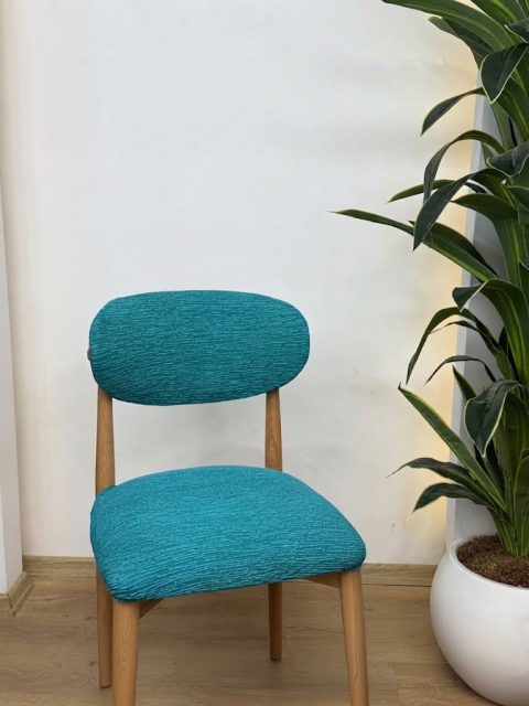 Bellona Boheems Model Sandalyeye Özel Ölçülü Tam Kalıp Kalın Jakar Turkuaz 6 Adet Sandalye Kılıfı
